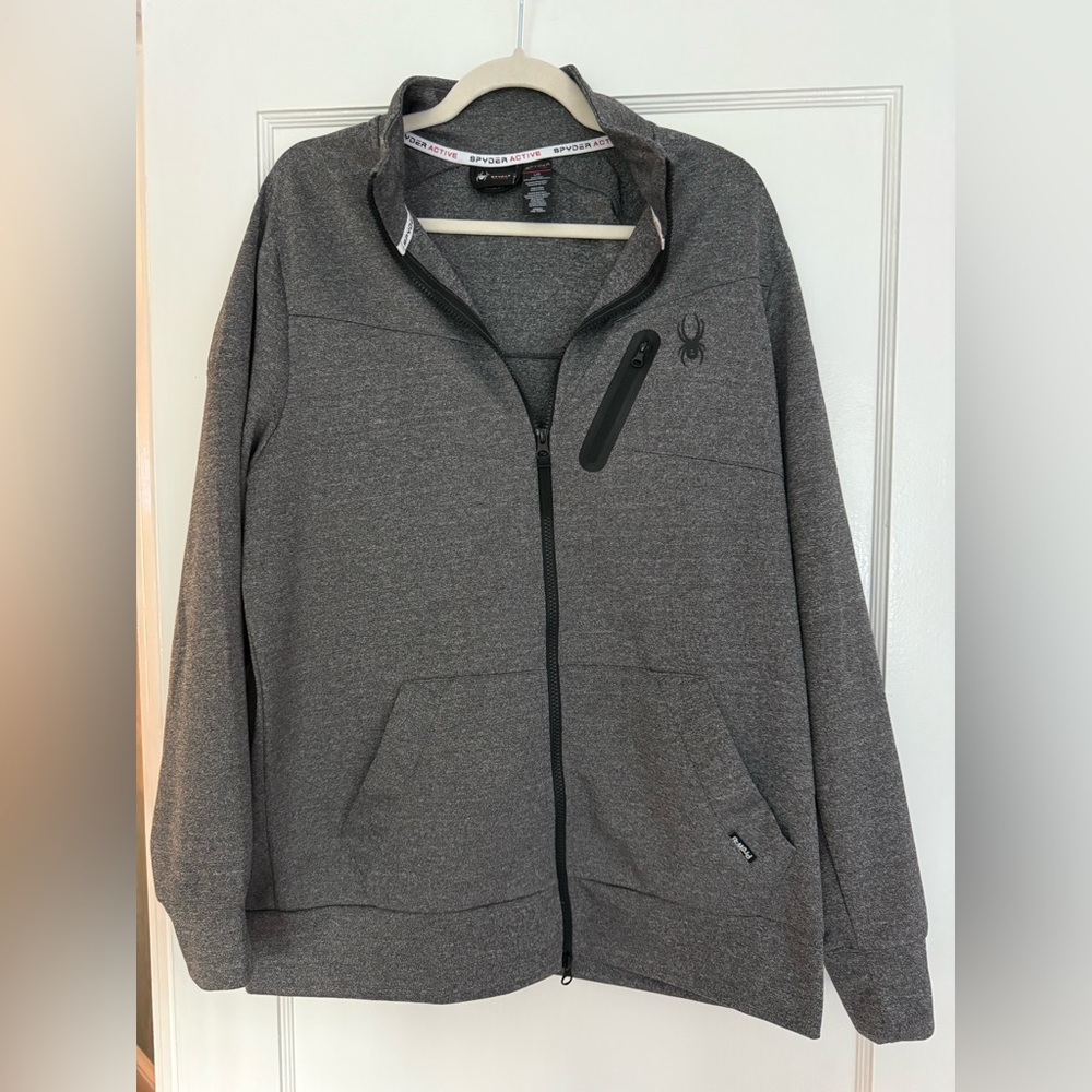 Spyder L Men’s grey zip jacket layer performance